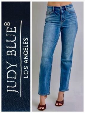 Judy Blue Jeans JB82356 Straight Leg Casual Blue light-medium wash stretch 29
